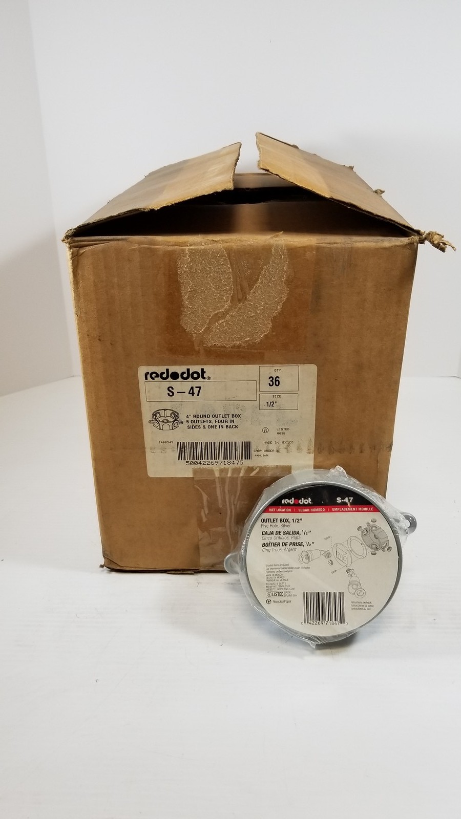 Red Dot 1/2″ Outlet Boxes “Wet Location” S-47 – Box of 36 NEW