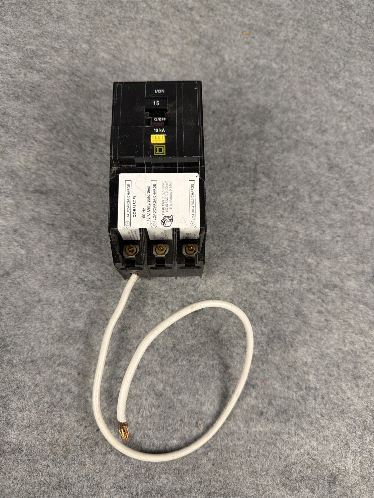 Square D QOB315GFI Bolt On Circuit Breaker, 15 Amps, 3 Pole, GFI