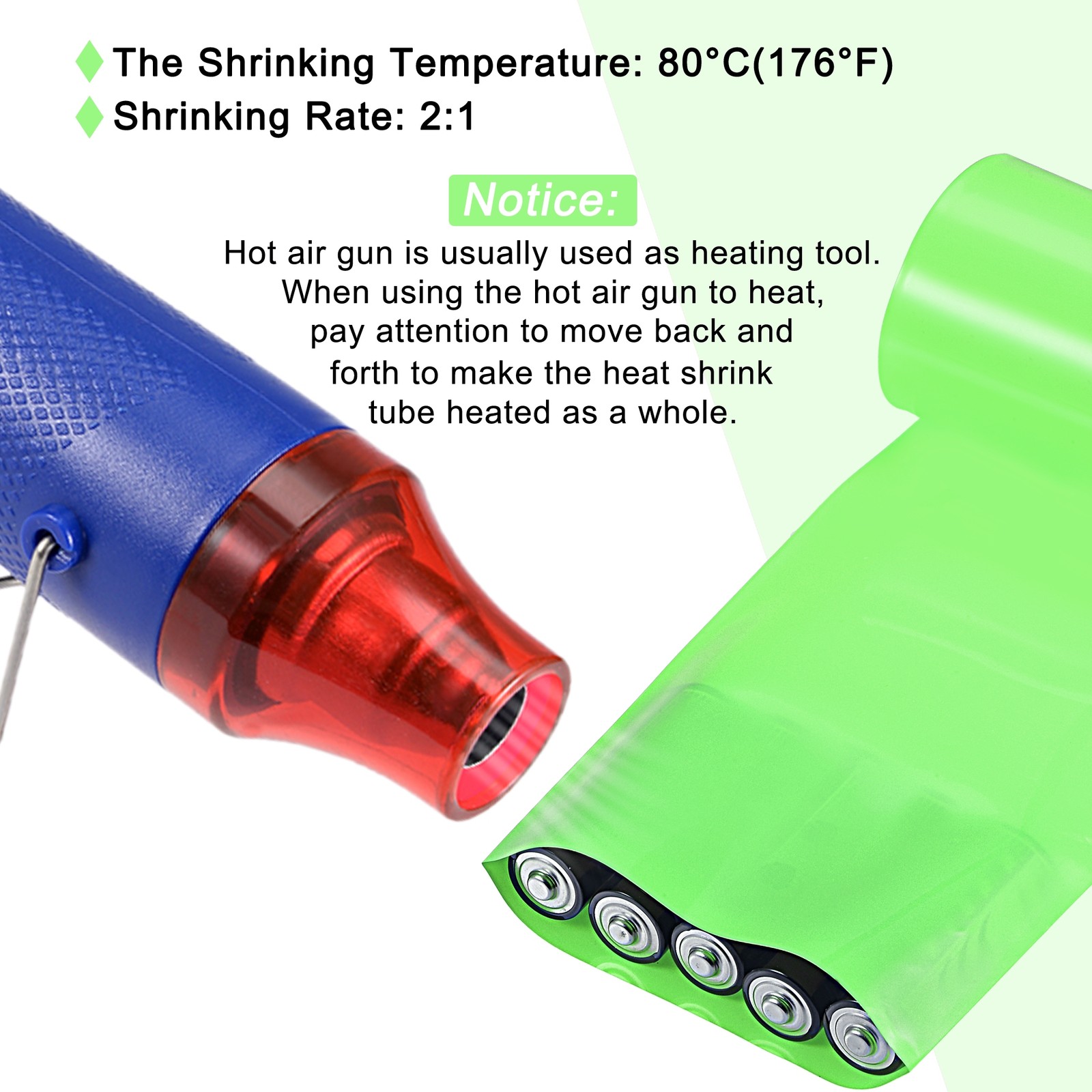 Battery Wrap Heat Shrink Tubing 35mm Dia 55mm Flat 8 Feet Fruit Green