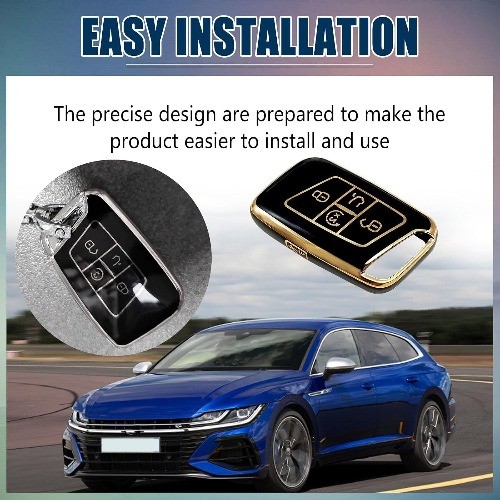 Key Fob Cover Compatible with Atlas 2018-2024, T1guan 2018-2 Color: Black-Gold