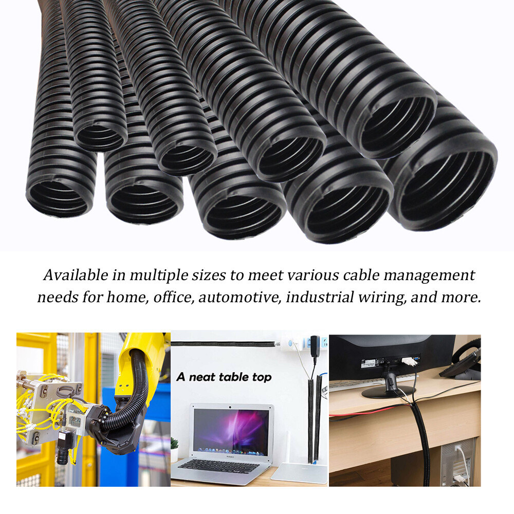 Corrugated Conduit Cable Sleeve Split Wiring Loom Insulation Flex Tubes Wrap Lot