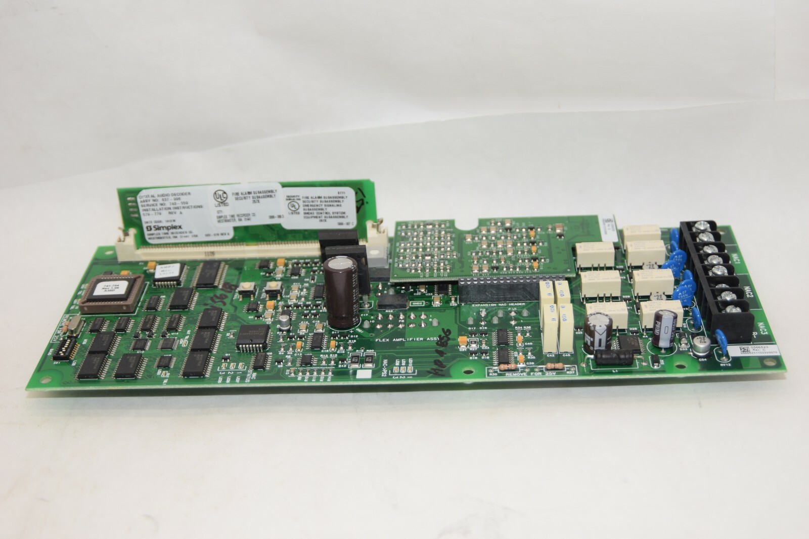 SIMPLEX 566-253 0566523 Flex Amplifier Assy w/ Decoder 637-996 Fire Alarm Panel