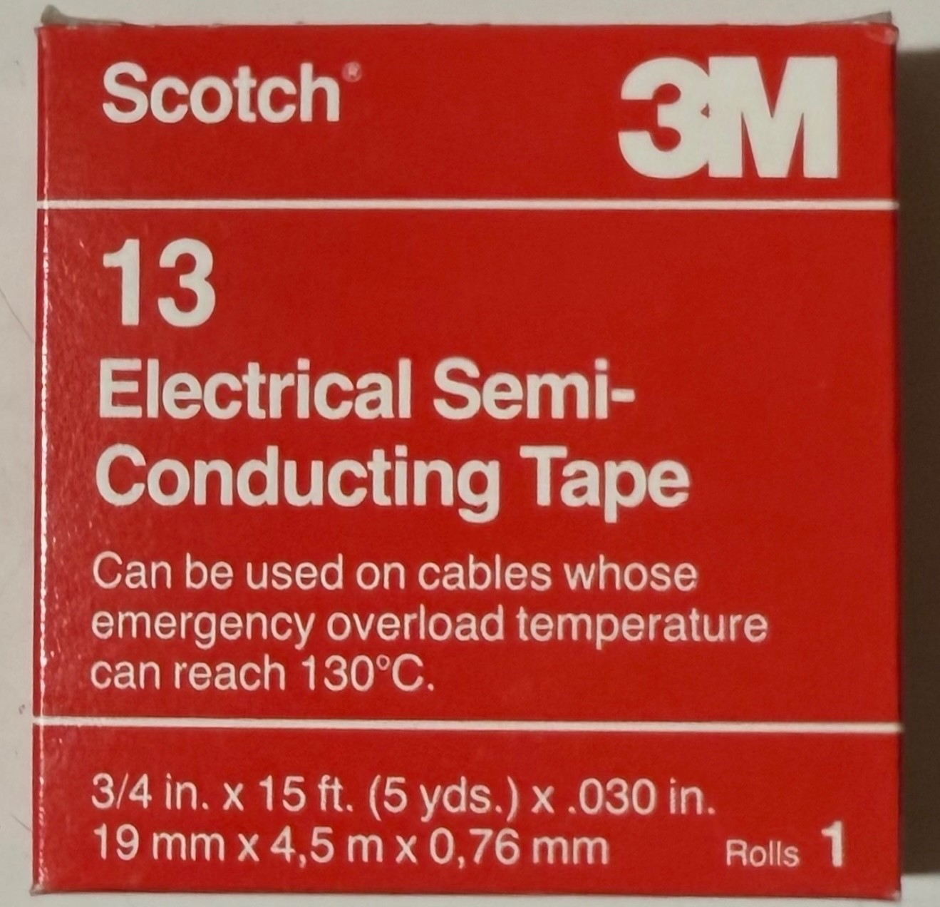 5 Boxes 3M Scotch 13 Electrical Semi-Conducting Tape 3/4″ x 15′ x 0.030