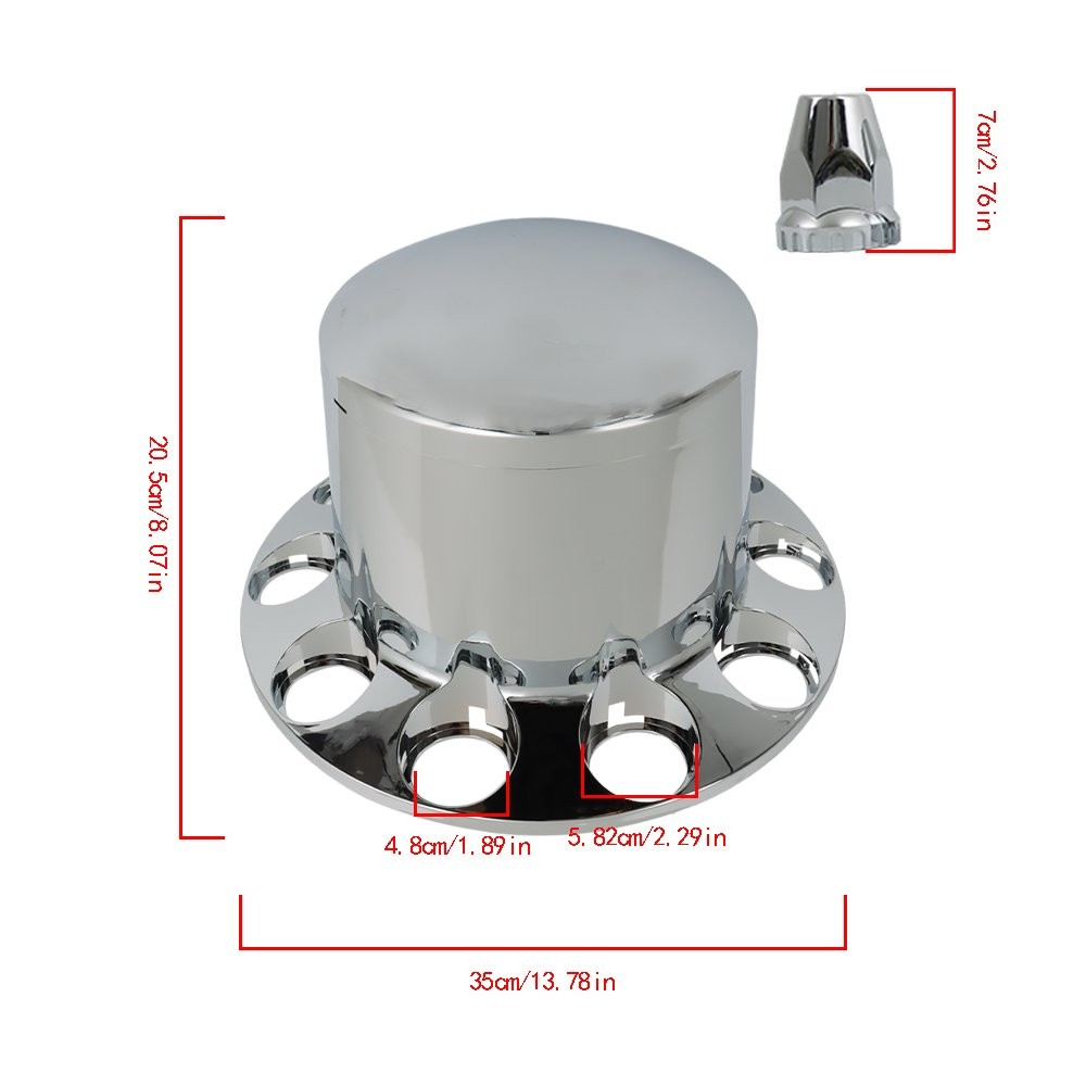 ABS Plastic Set of 4 Rear Chrome Wheel Axle Hub Cover Kit Semi 33MM Nut Covers