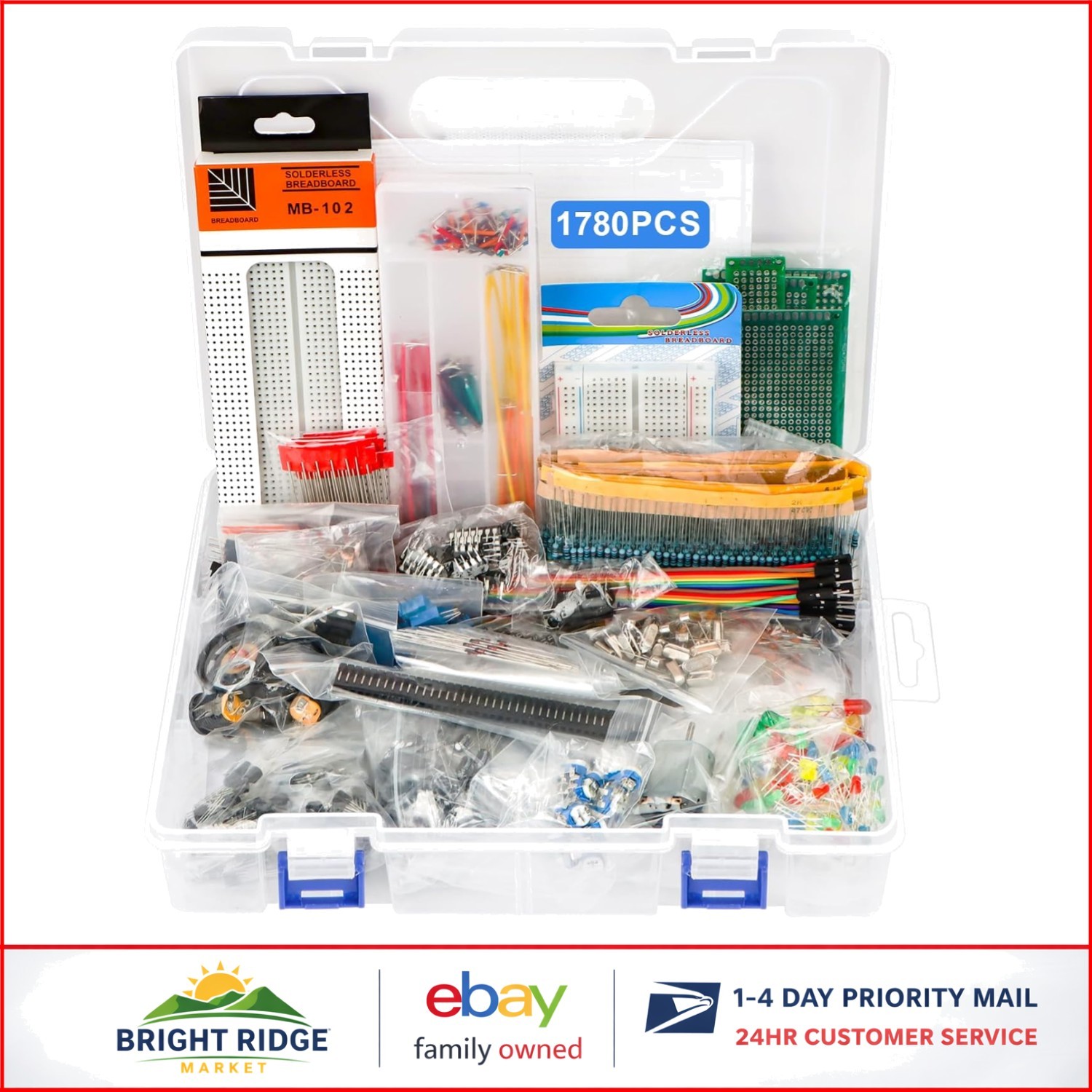 Versatile Electronic Component Kit with 1780 Pcs for Circuit Design and Repair