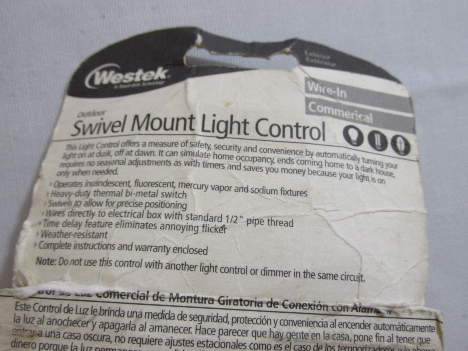 WESTEK VINTAGE NEW SEALED PHOTOELECTRIC SWITCH SW103CT OUTDOOR LIGHT CONTROL