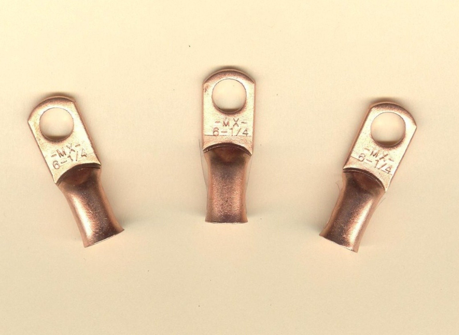 10 Bare Battery BIG COPPER LUG Ring Terminal Connectors #6 Wire Gauge 1/4″ Stud