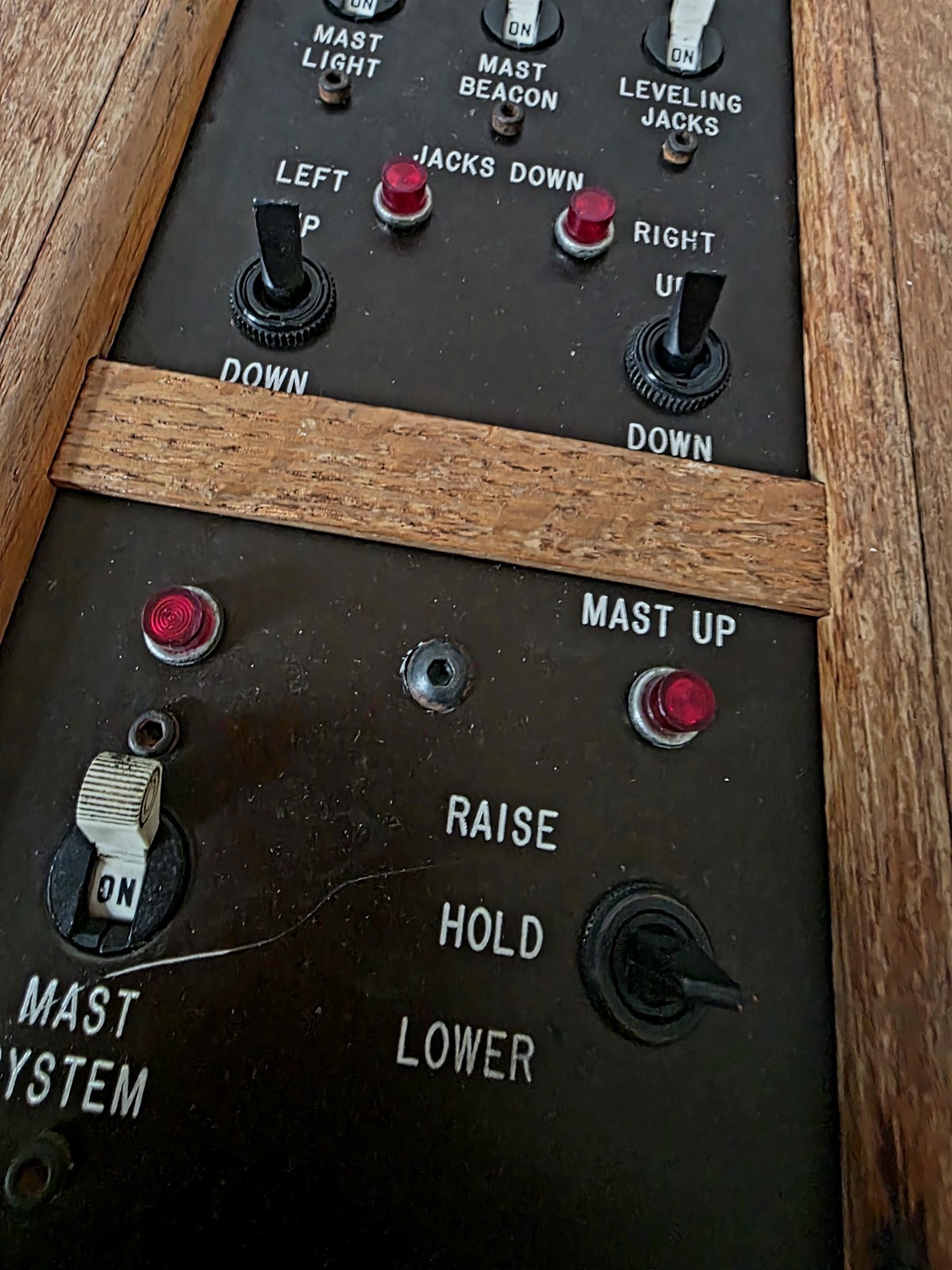 Vintage Broadcast Hydraulic Mast Control Panel – Steampunk Switchboard Display