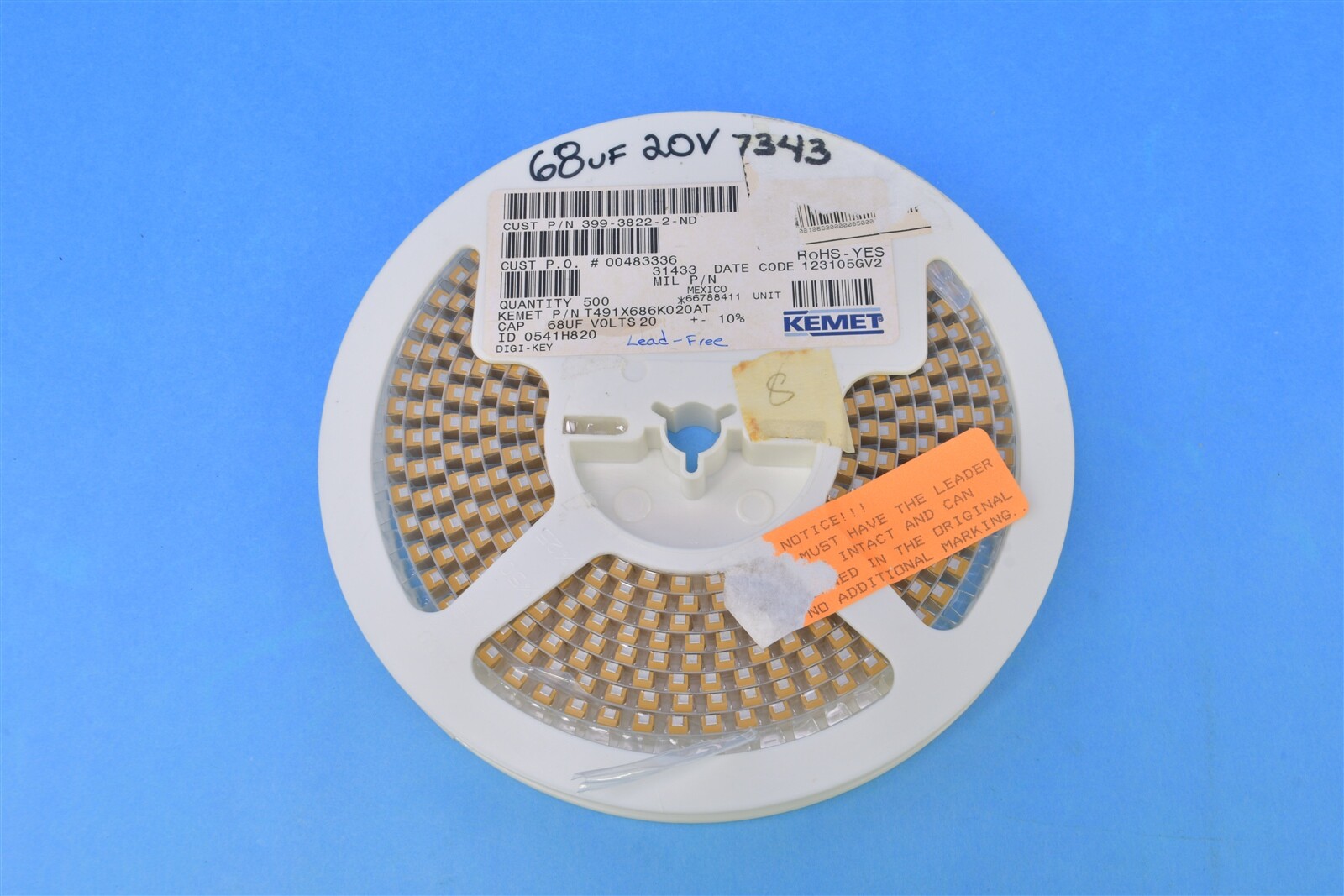 350 Kemet Tantalum Capacitor Mn02 0.1-1000µF 2.5-50VDC 55°C-+125 T491X686K020AT