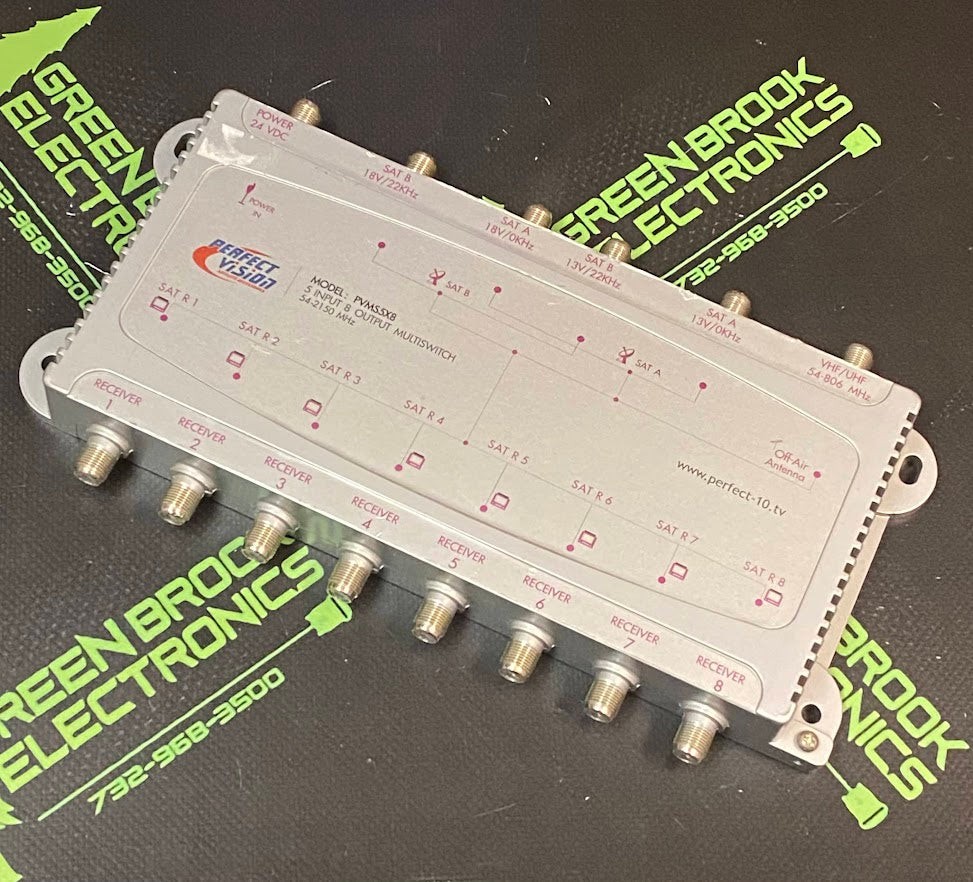 PVMS5X8 – PERFECT VISION – 5 INPUT 8 OUTPUT MULTISWITCH – F CONNECTORS – NEW