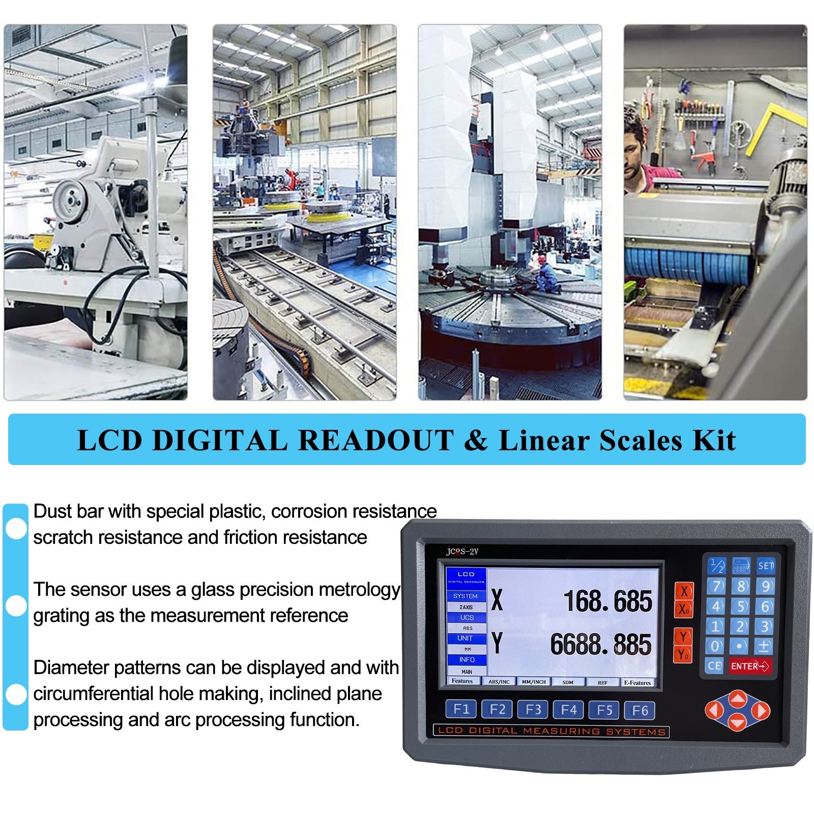 2 Axis LCD Digital Readout DRO 10″ 40″ Glass Linear Scale Encoder Sensor kit