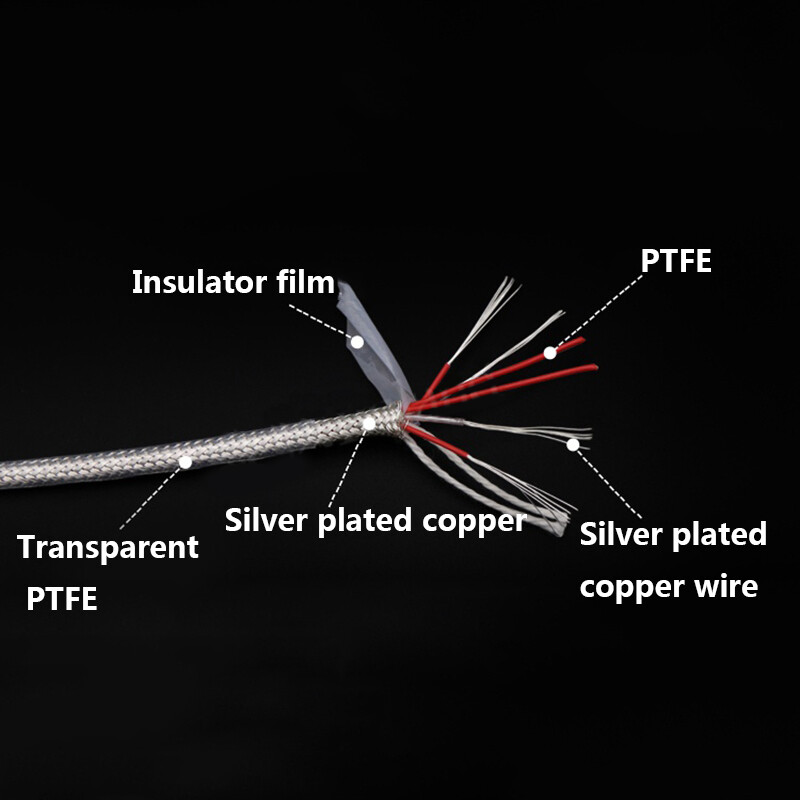 Shielded Signal Cable PT100 Compensation Wire PTFE Silvered Copper 2/3/4/6 Core