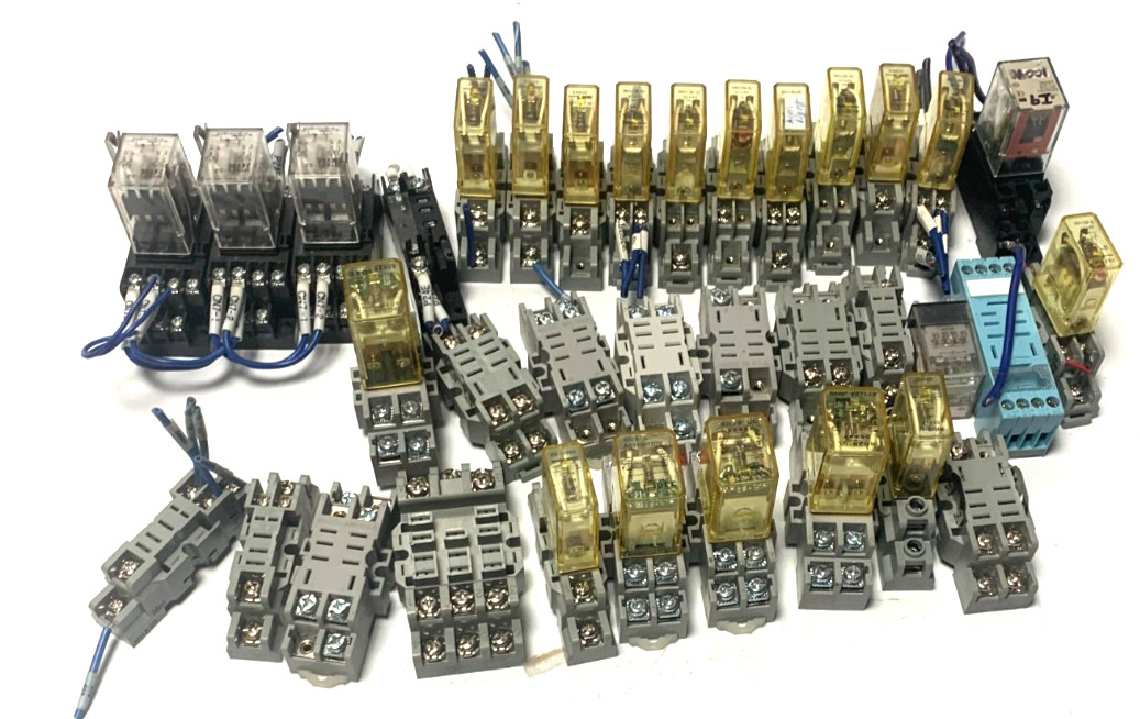 Big Lot of RELAYS AND BASES – Omron, etc. – Free Shipping!