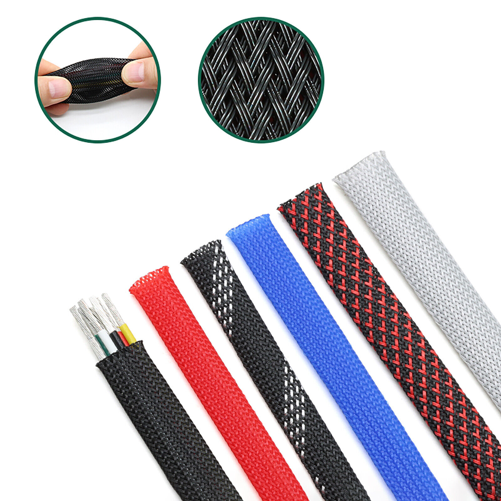3/8″ PET Expandable Wire Cable Sleeving Sheathing Braided Loom Tubing Harness