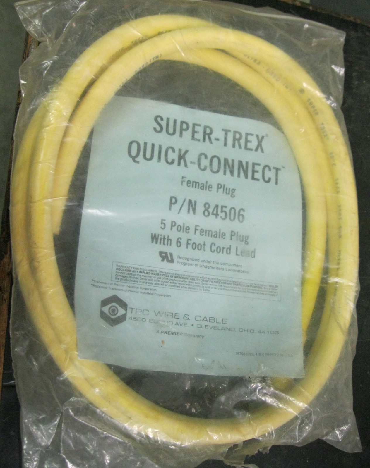 TPC 84506 Super-Trex Quick-Connect Female Plug 5 Pole 6′ Cord Lead