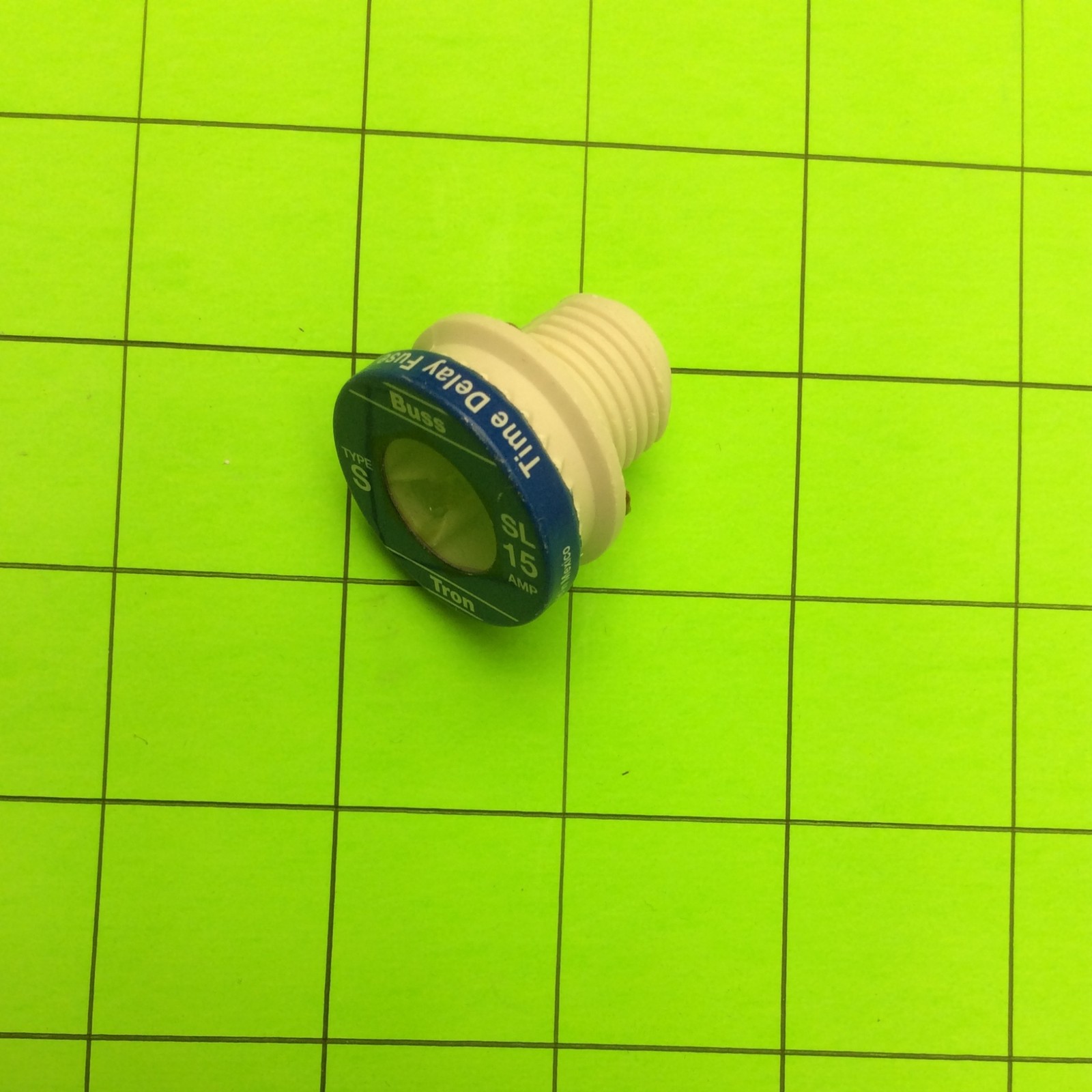 Single Fuse. 15AMP Type S Buss Tron Time Delay Fuse