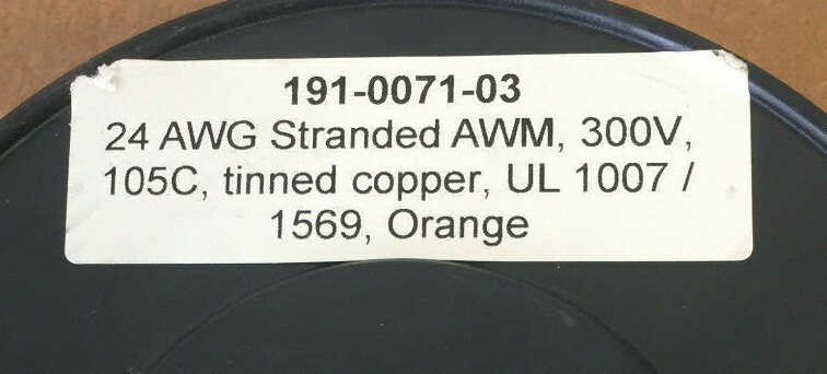 ALLIED WIRE AND CABLE 07-24-7T-3 1000′ HOOK UP WIRE 24 AWG ORANGE (EST1000′)