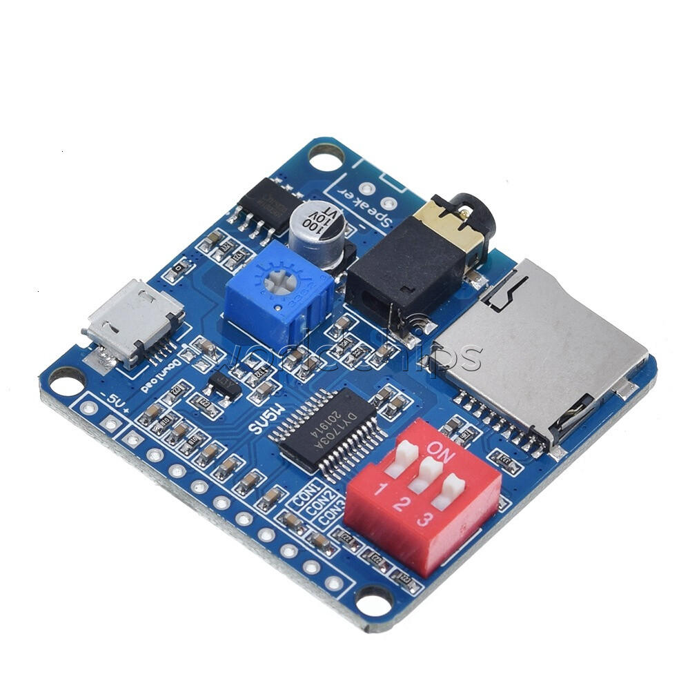 5W Voice Playback Module MP3 Player I/O Trigger UART Control SD/TF Card
