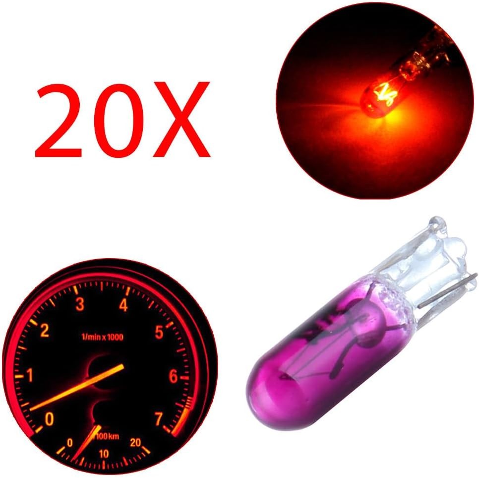 20-Pack T5 Halogen Instrument Cluster Gauge Dash Light Bulbs, 12 Color: purple