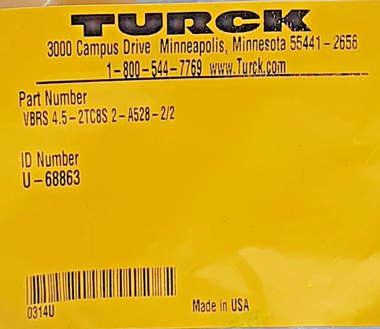 Turck VBRS 4.5-2TC8S 2-A528-2/2 Cordset – Lot of 2