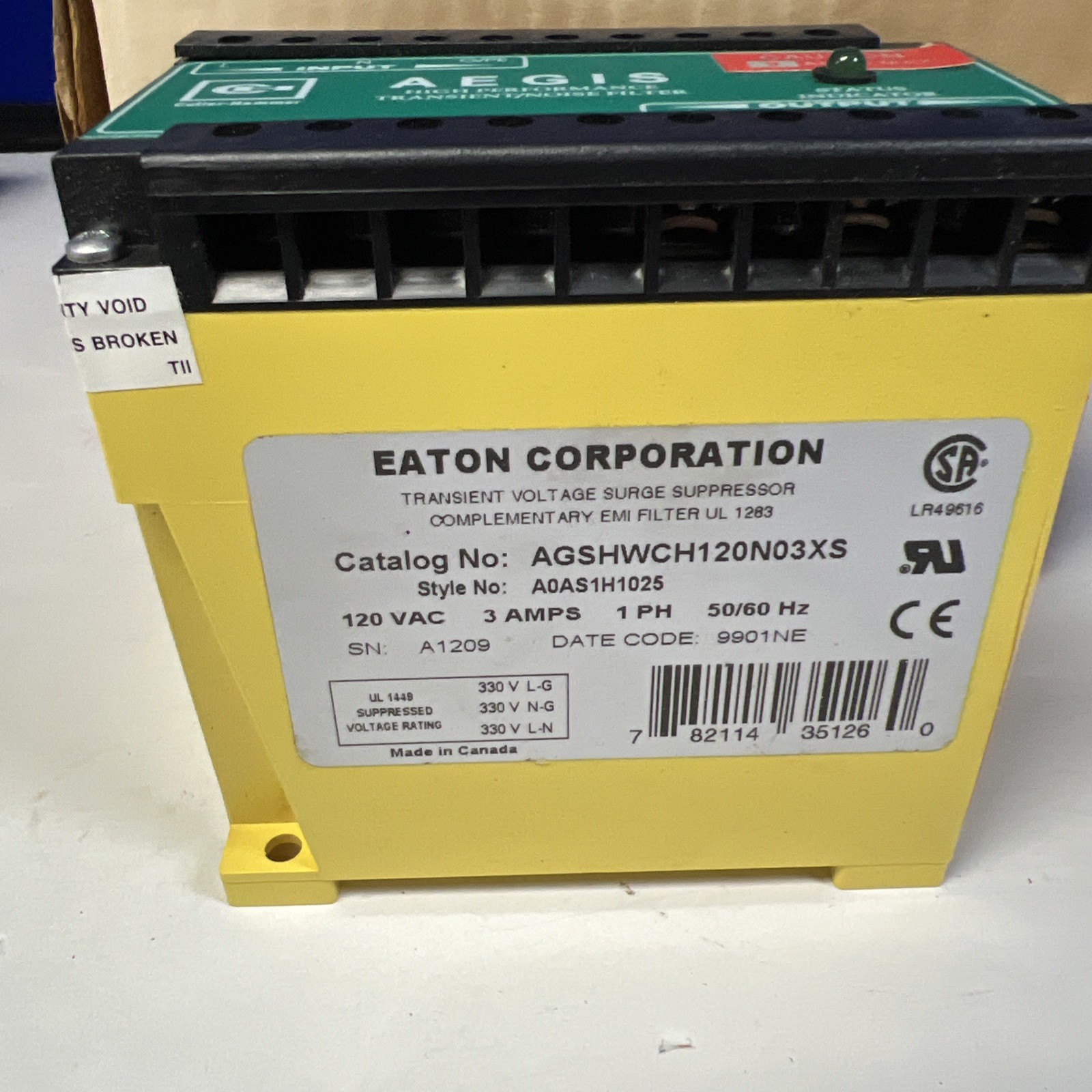 Cutler-Hammer AGSHWCH120N03XS Power Line Filter New Old Stock