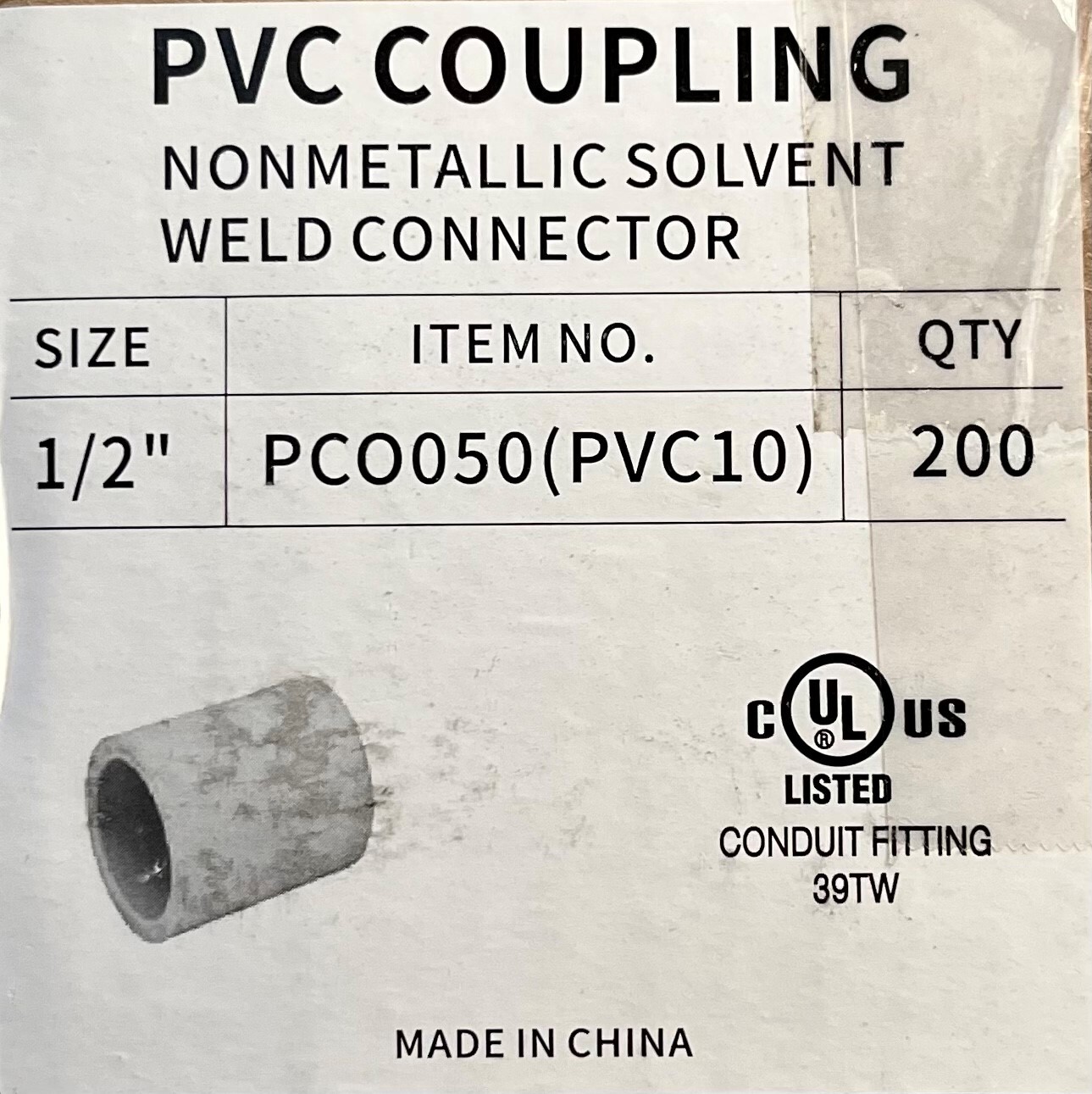 1/2″ PVC Standard Coupling for Sch 40 Rigid NM Conduit UL Listed 100 pc