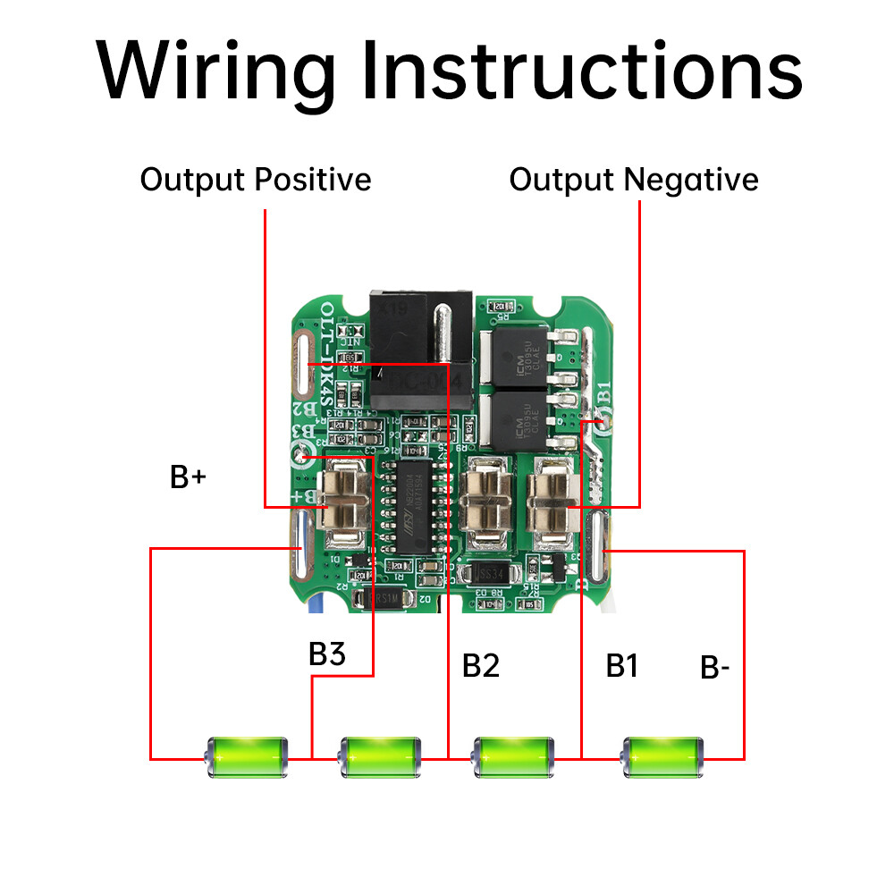 4S 16.8V 30A 18650 Li-ion Battery Protection Board BMS Dual MOS for Power Tools