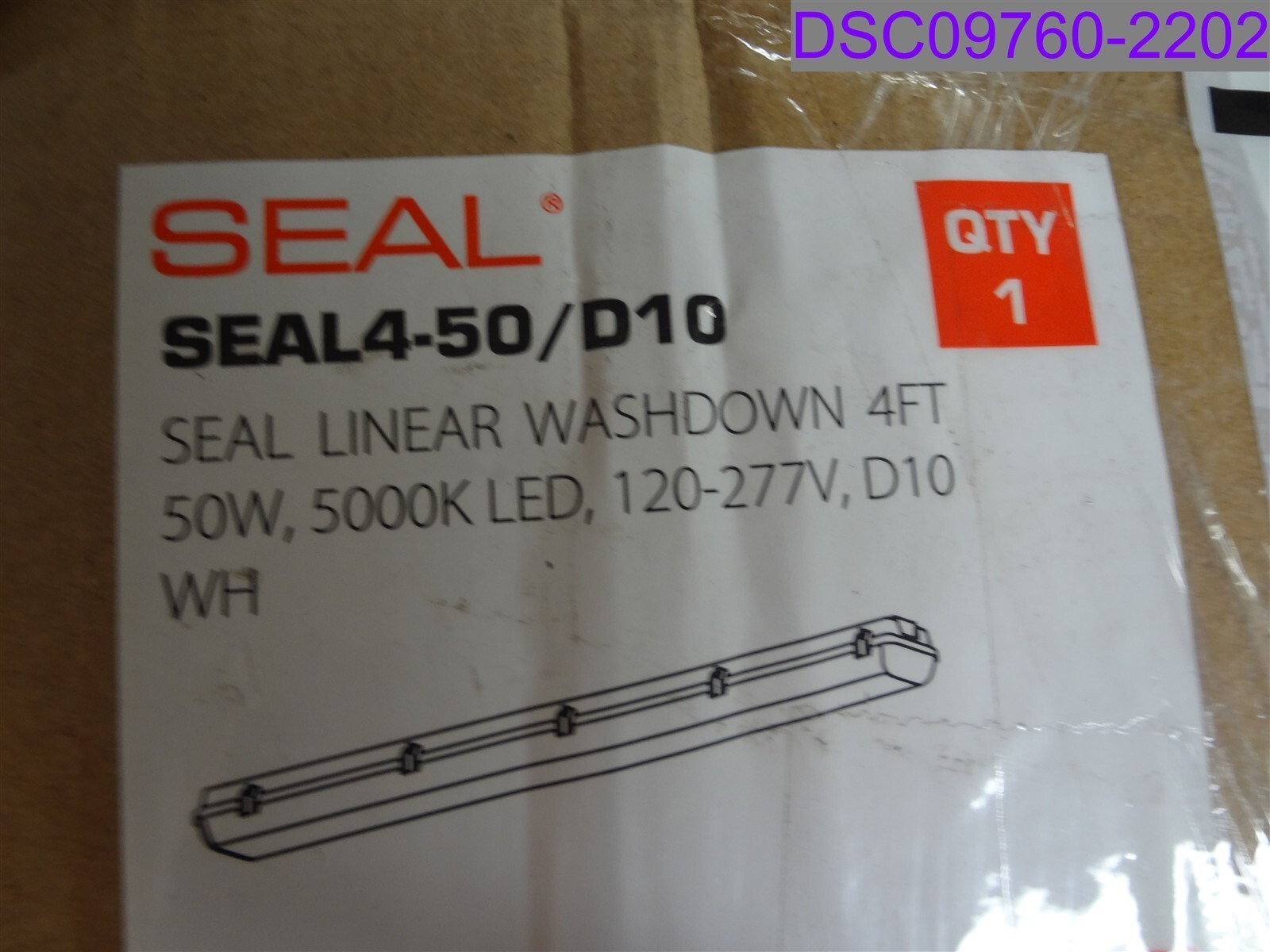 RAB 4′ Washdown 5000K Seal 4-50/D10 Light P/N SEAL450D10