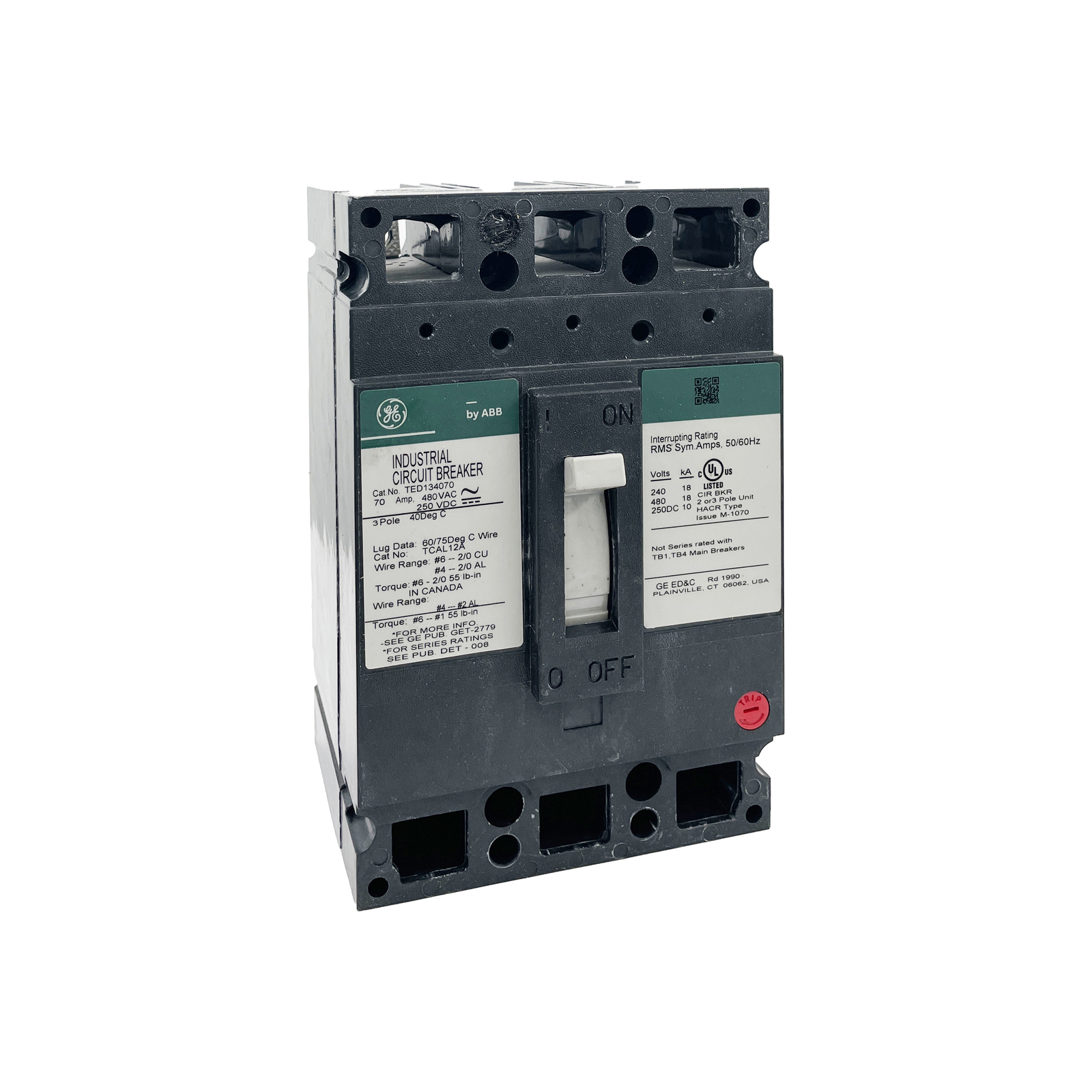 NIB – GE – TED134070 – 3 Pole 480Vac 70A Breaker