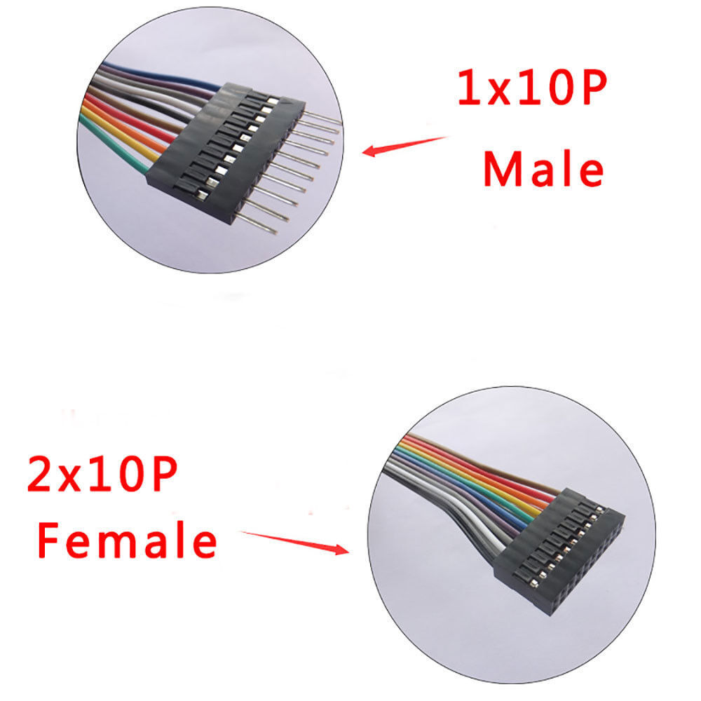 1x2P-2x20P Male-Female Single/Double Row DuPont 2.54mm Rainbow Cable Jumper Wire