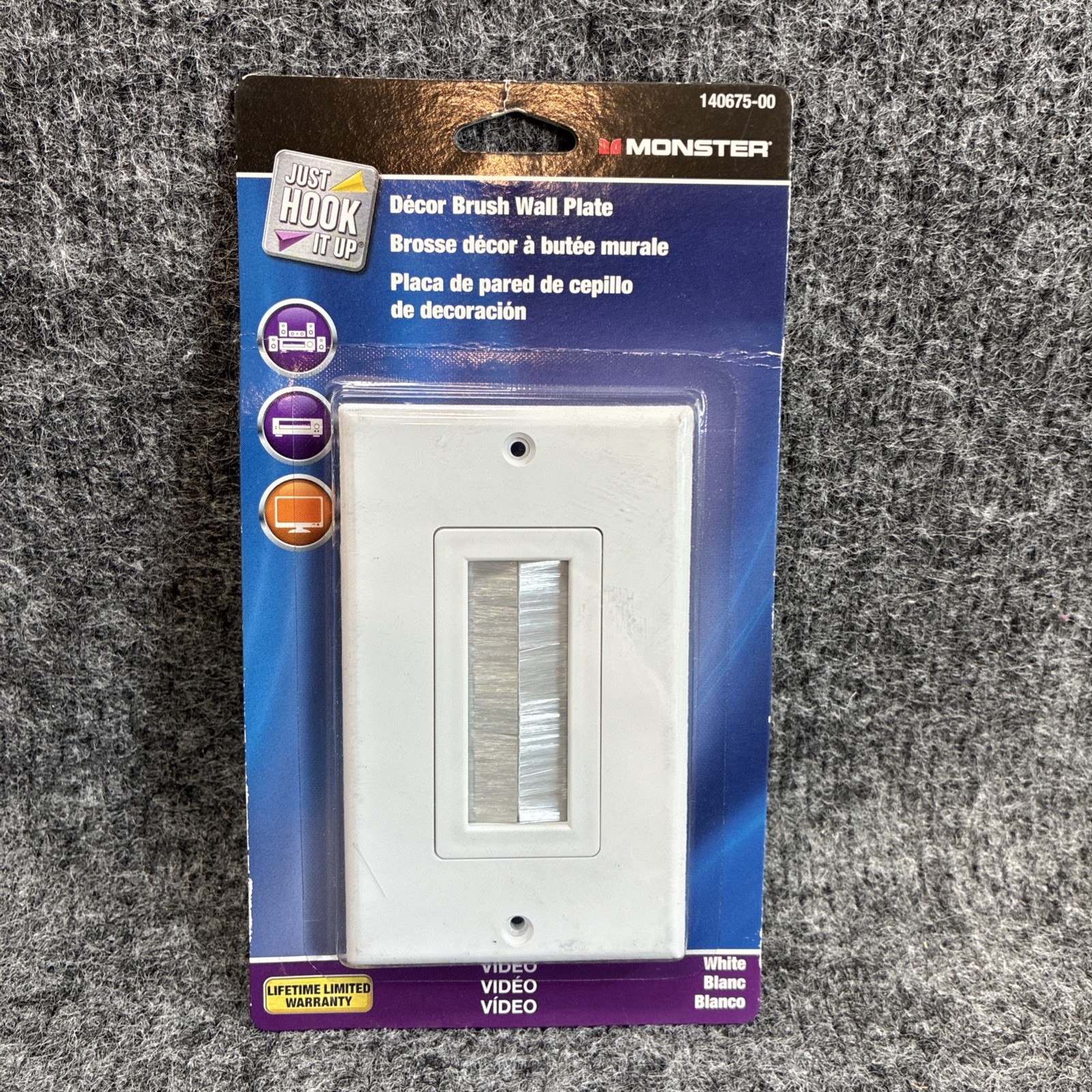 Monster Products 140675-00 Decor Brush Wall Plate White