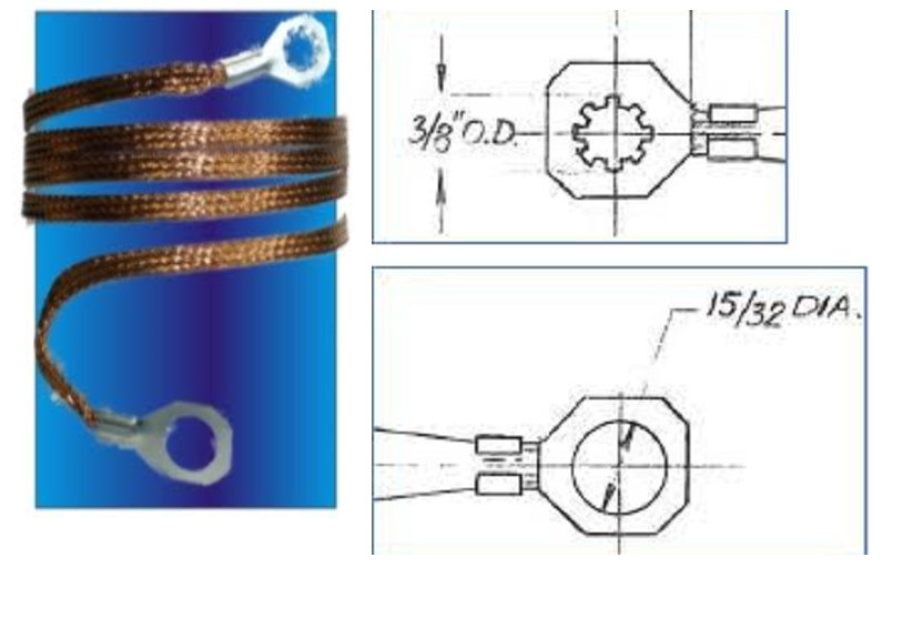 50′ x 0.35″ Copper Ground Strap Cable+Do-It-Yourself Terminal Kit. Tin Plated