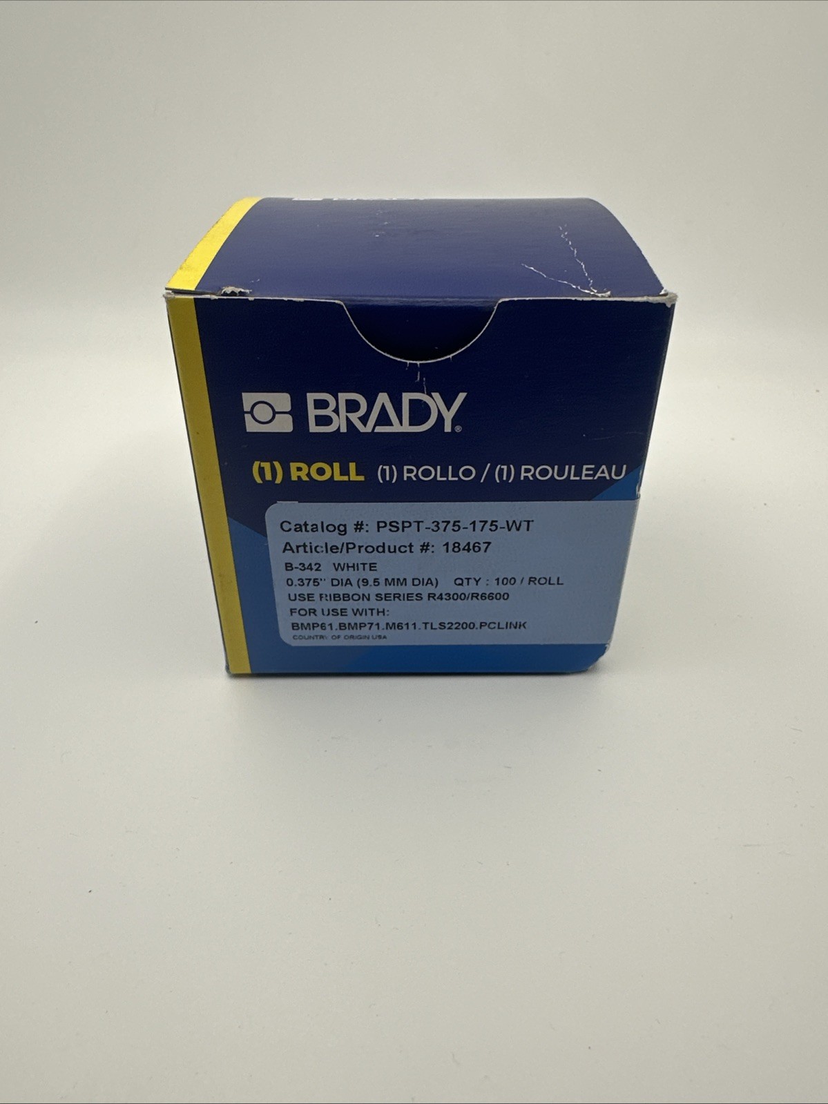 BRADY PSPT-375-175-WT Portable Thermal Permasleeves 100 Labels