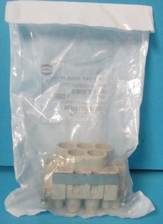 NEW HARTING 09380082701 TYPE HAN K 4/4-F 63A/6-16 MM2 FINGER PROT CONNECTOR NIP