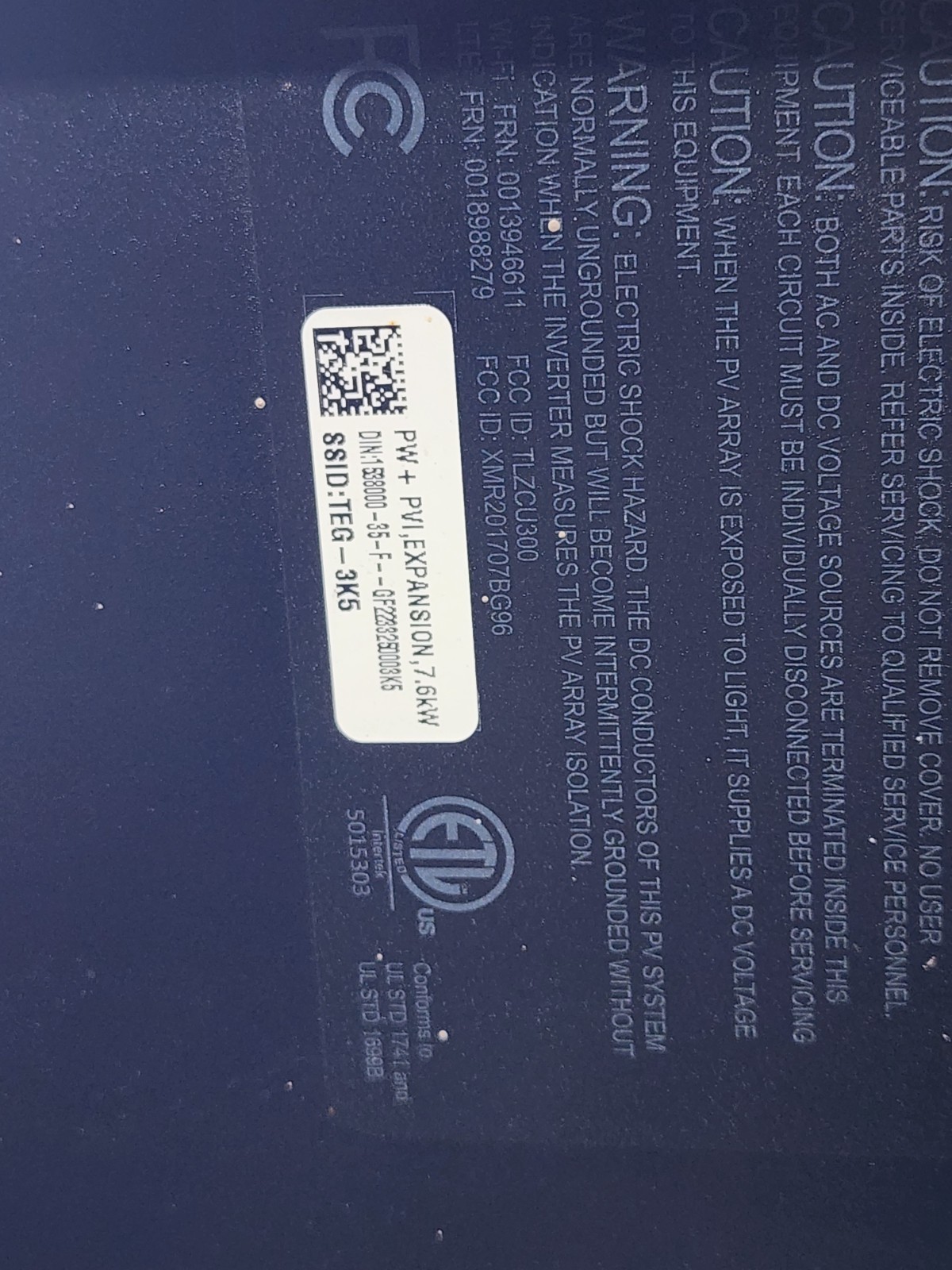 Tesla Powerwall+ PVI Expansion 7.6kW Inverter 1538000-35-F Untested Parts