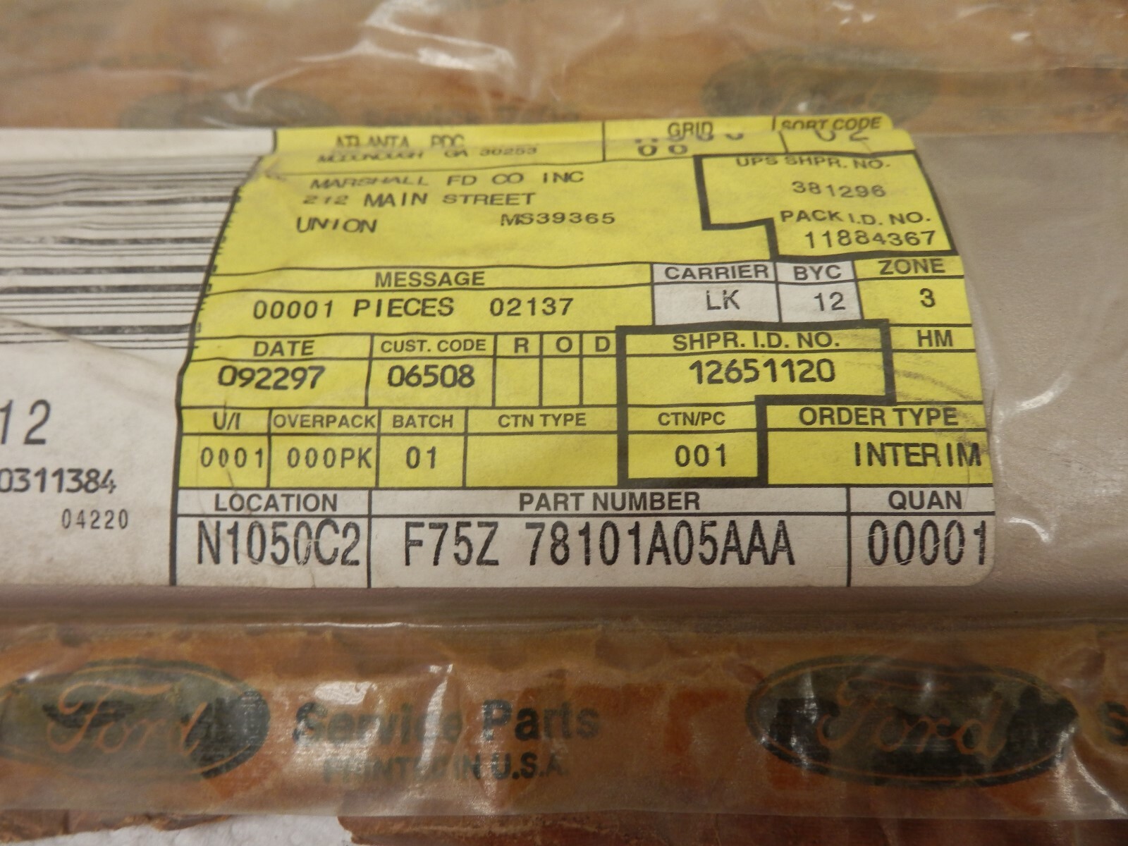 Genuine NOS OEM Ford F75Z-78101A05-AAA Moulding Body Side
