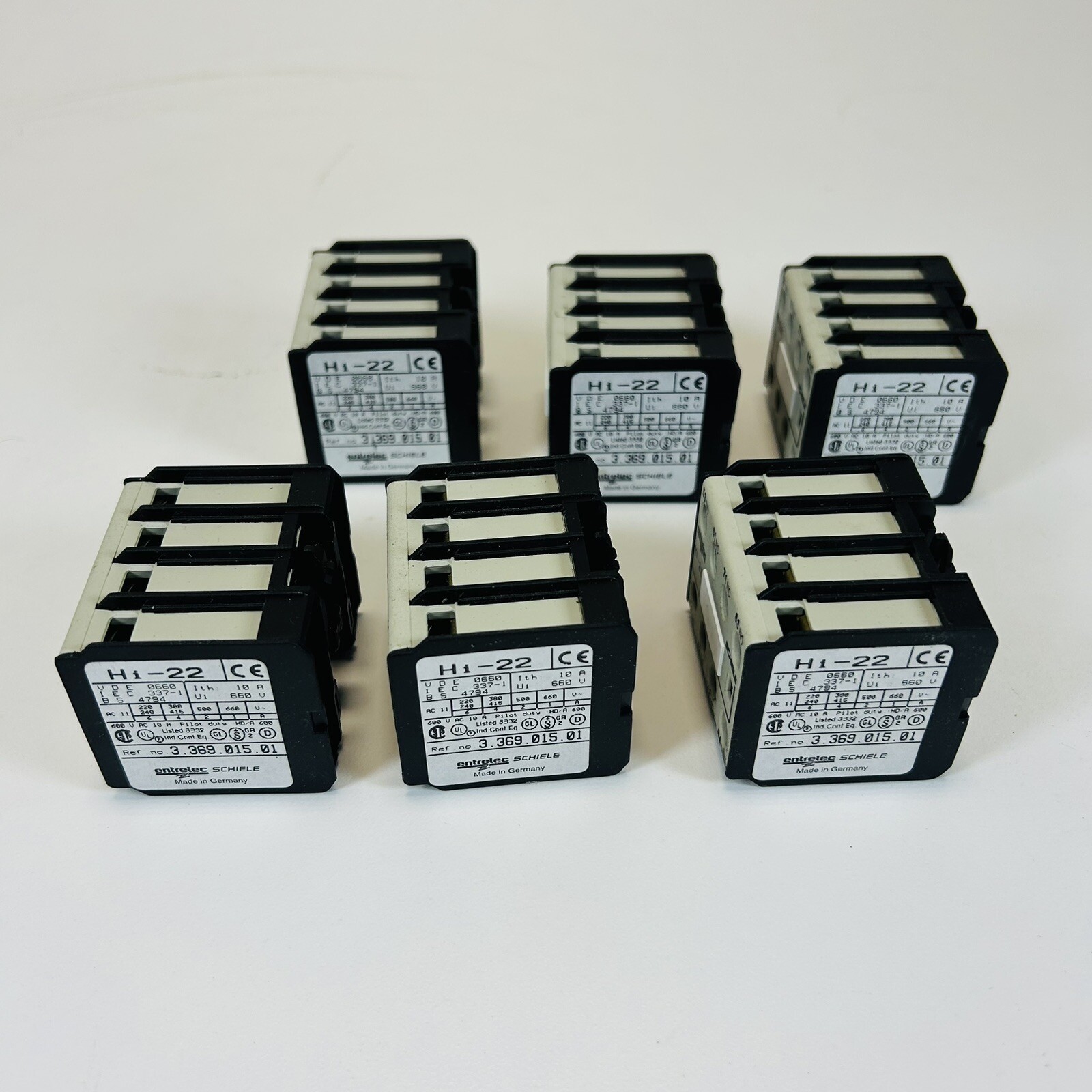 Entrelec Schiele Hi-22 Auxiliary Switch / 10A QTY (6)