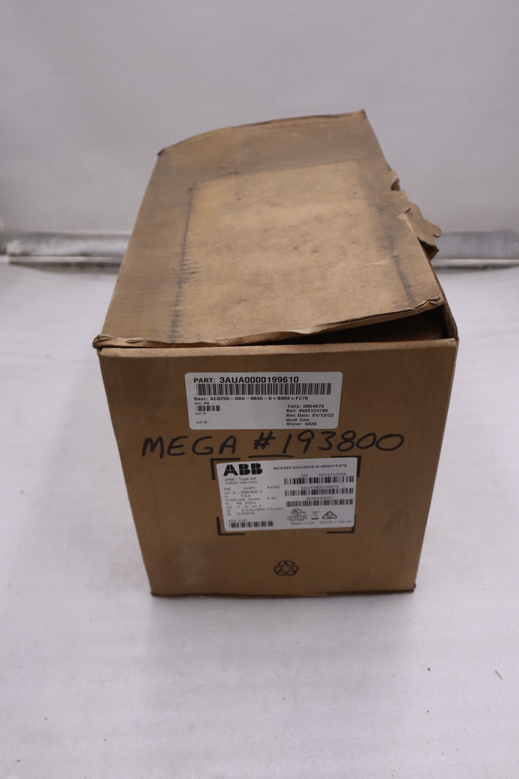 ABB ACS255-03U-06A5-6+B063+F278 3~500-600V IN 5HP 6.5A TYPE 4X – STOCK GF238