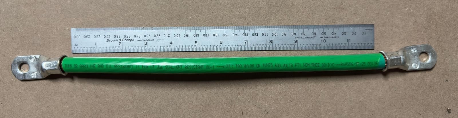 4/0 AWG Battery Cable 12” Ground Strap 3/8” Lugs Heavy Duty Green THICK STRANDED