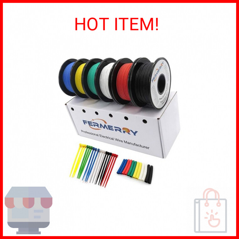 20AWG Stranded Wire Electrical Wire Silicone Cables Hook up Wire Kit 6 Colors 5F