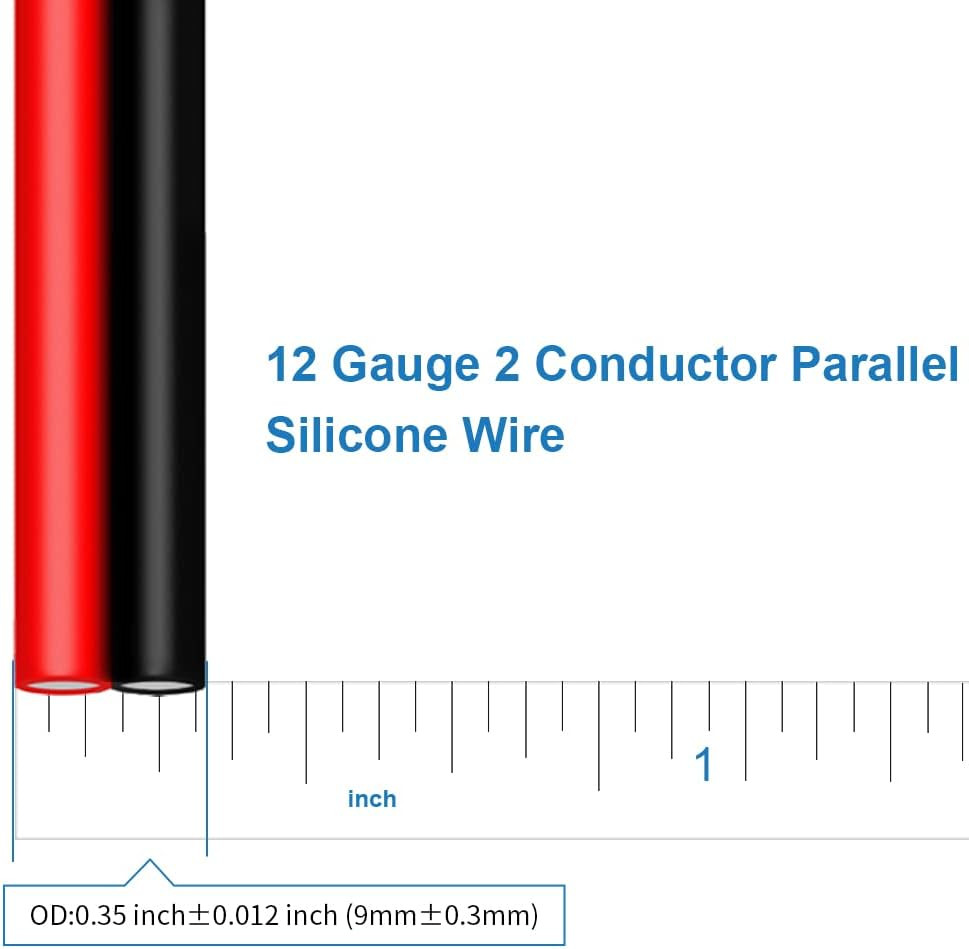 12 Gauge Flexible 2 Conductor Parallel Silicone Wire Spool Red Black High Resist
