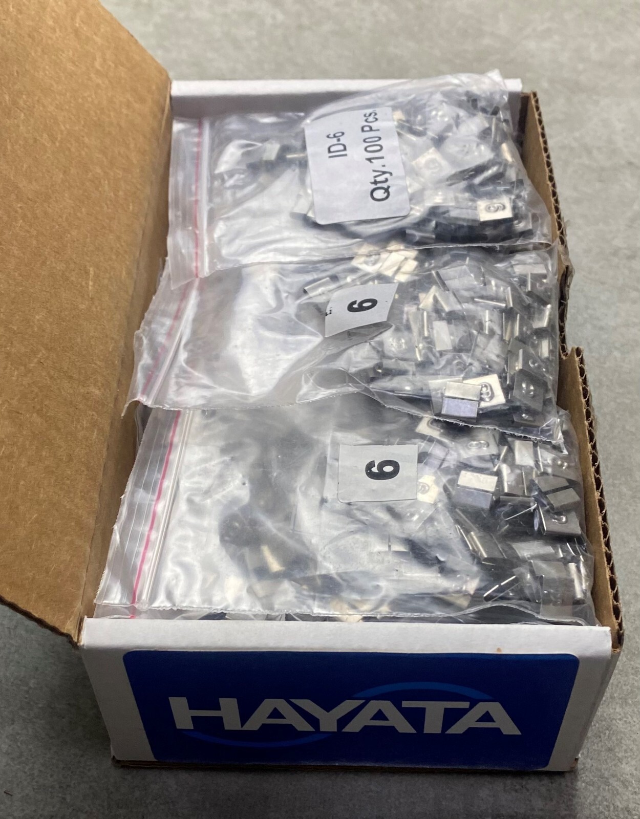 HAYATA ID-6, Stainless Steel Cable Marker 316SS, Symbol “6” , 100 Pc’s Pkt