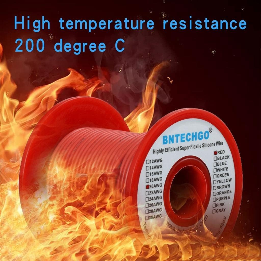 20 Gauge Silicone Wire Spool 100 Ft Red Flexible 20 AWG Stranded Tinned Copper W