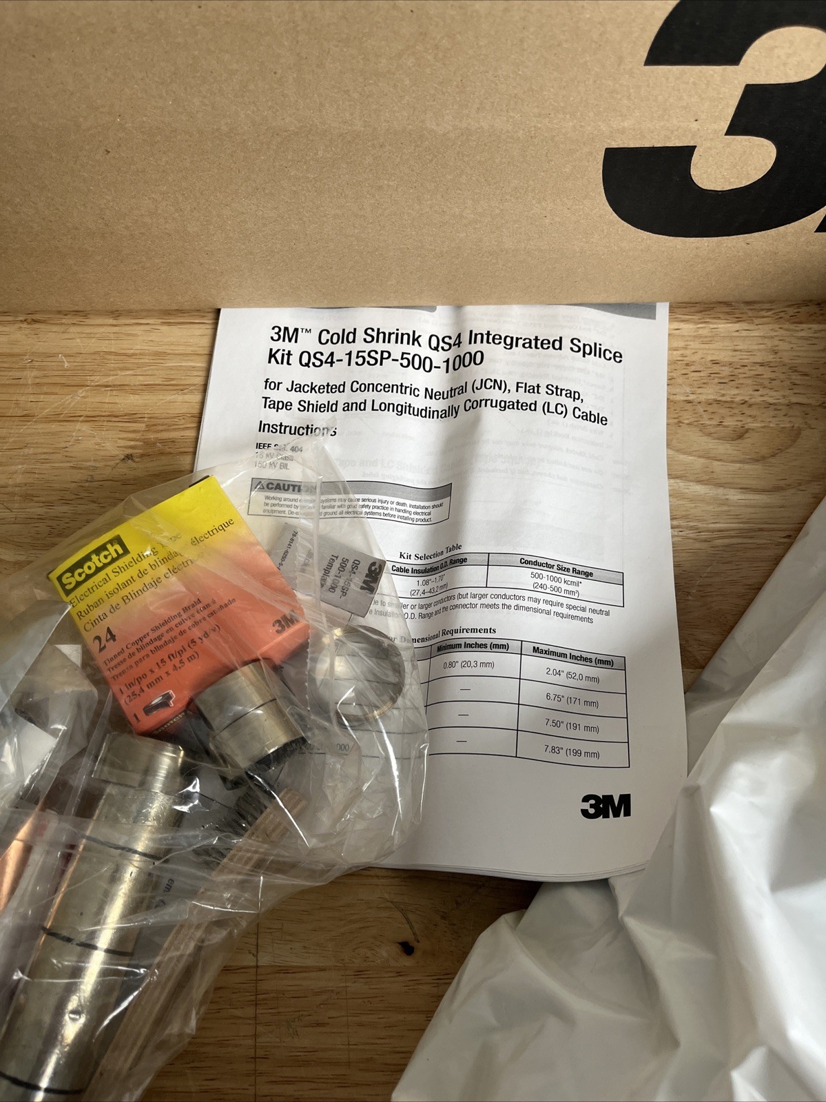 3M QS4-25SP-500-1000 QS4-15SP-18HX COLD SHRINK INLINE SPLICE KIT 15kV 150kV