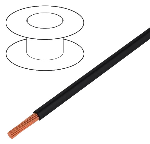 Leads; Silivolt®-E SN; 1x1mm²; Line; OFC; Silicone; Black – 100m
