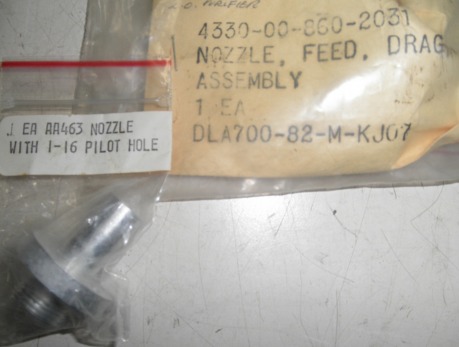 2910-00-860-2031 Nozzle; Feed; Drag Assembly AC12189-11 AC12191-11