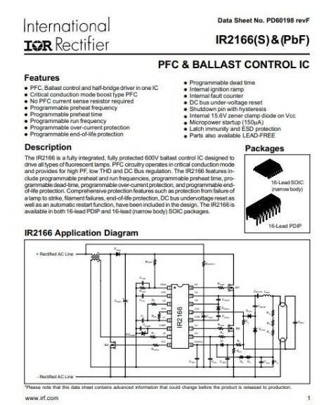 5PCS IR2166 IR IC PFC/BALLAST CNTRL 50KHZ 16DIP