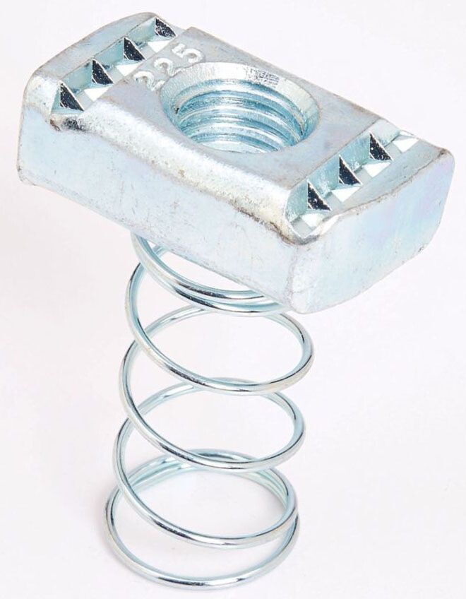 B-Line N255ZN, 5/8″-11 TPI, UNC, Steel, Medium, Channel Nut with Spring, 1pc