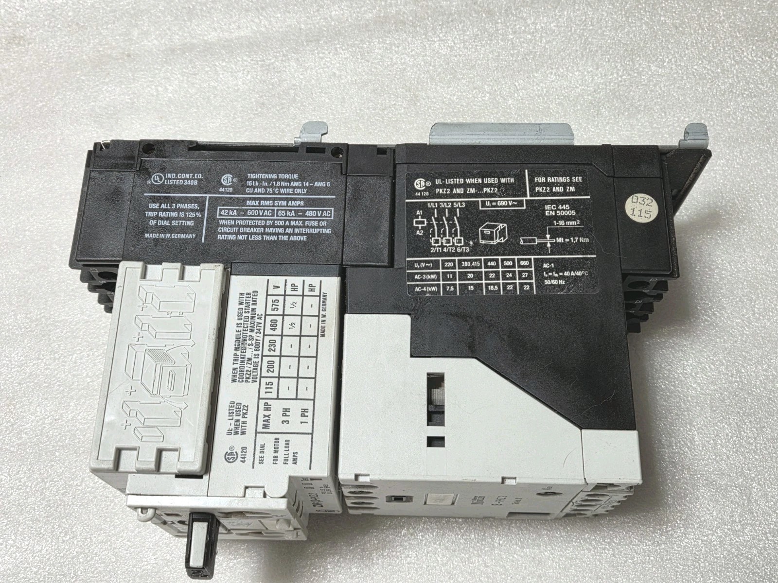 Klockner Moeller S-PKZ2,  ZM-1,0-PKZ2,PKZ2 Combination Starter Motor Protector