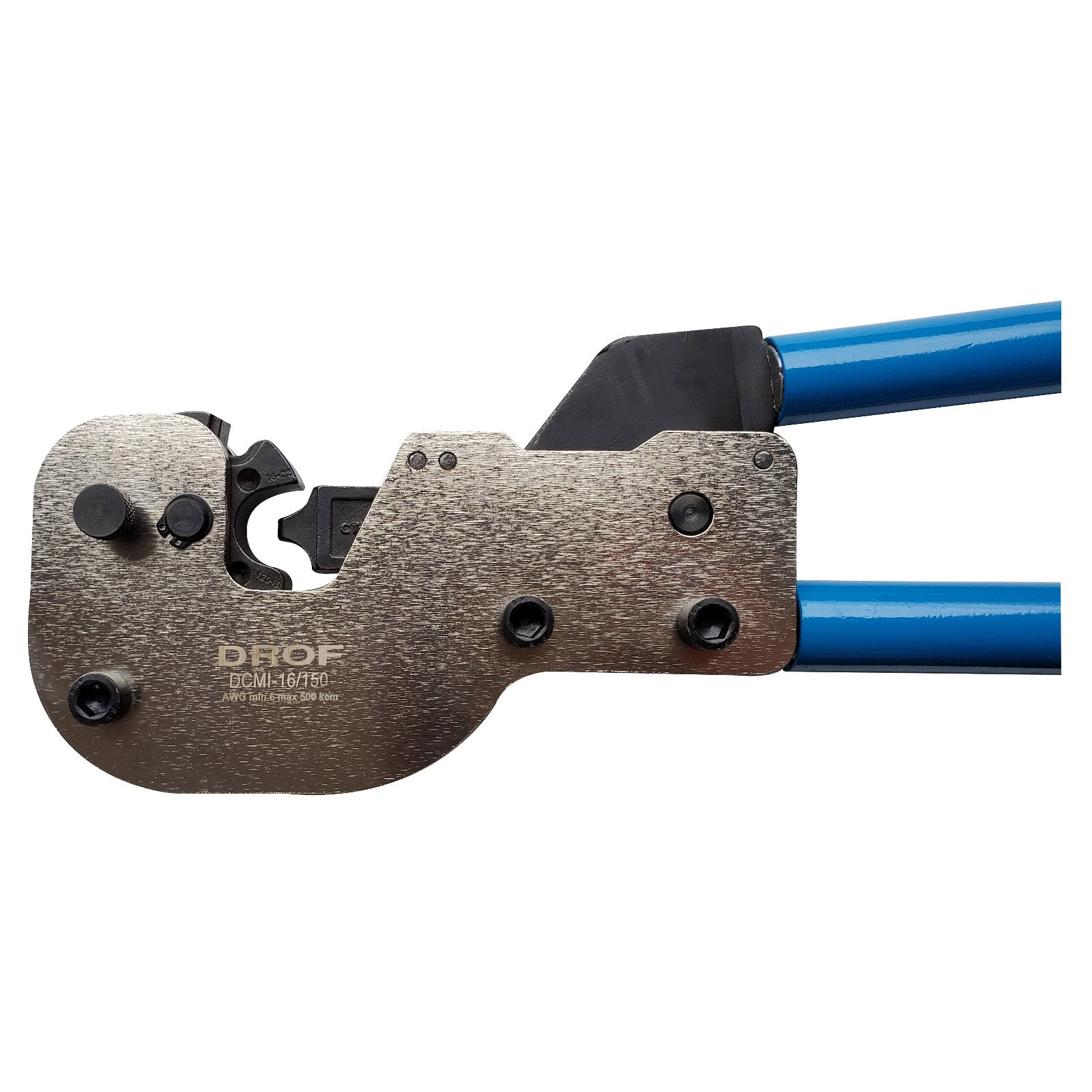 Crimping tool for wire/cable/terminals from 6-250 AWG/kcmil Rotating dies-INDENT